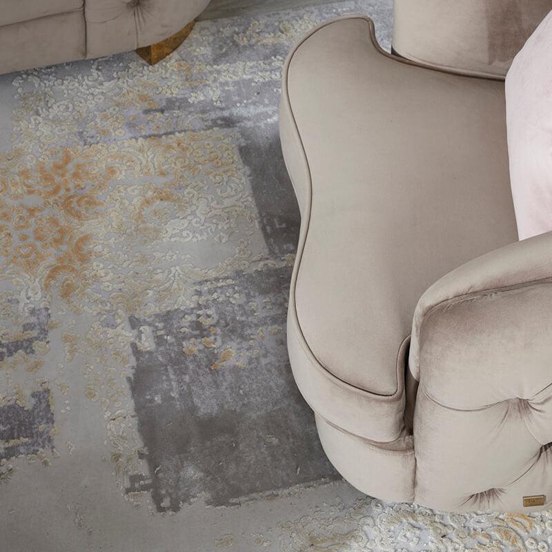 EVERVISTA-ENSEMBLE DE SALON 3 PIÈCES CHESTERFIELD EN VELOURS DE LUXE BEIGE- Homely