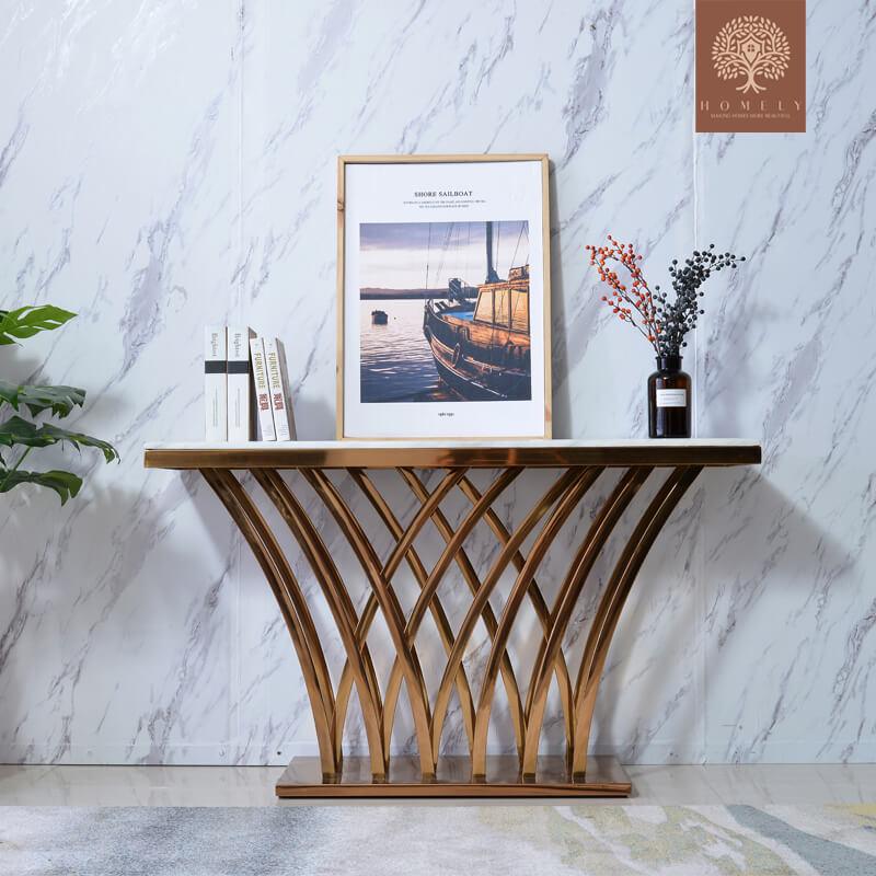 ADAL-CONSOLE MODERNE AVEC CADRE EN ACIER INOXYDABLE- Homely