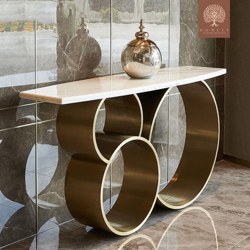 CLIFFROSE-CONSOLE MODERNE AVEC CADRE EN ACIER INOXYDABLE- Homely