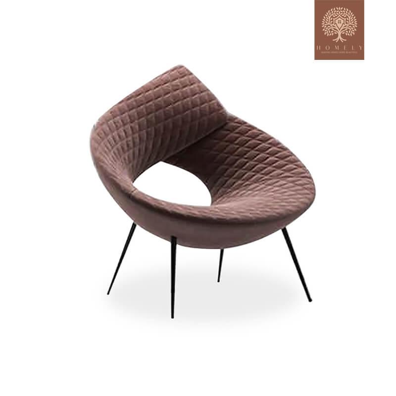 GLENVAR-FAUTEUIL MODERNE EN VELOURS MARRON AVEC PIEDS EN MÉTAL NOIR- Homely
