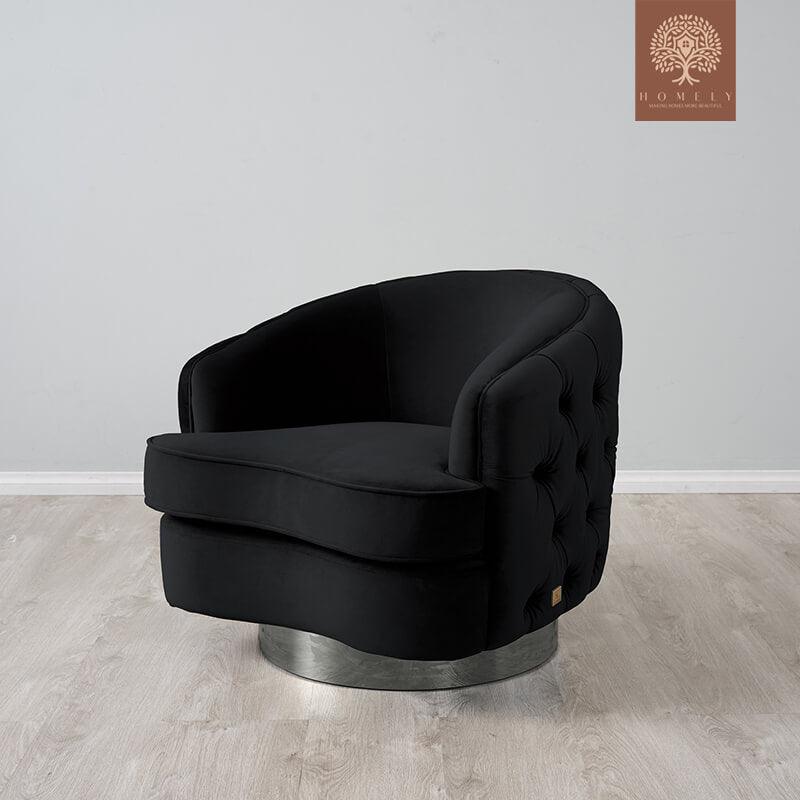 Evervista-Ensemble de salon 3 pièces Chesterfield en velours de luxe Noir- Homely