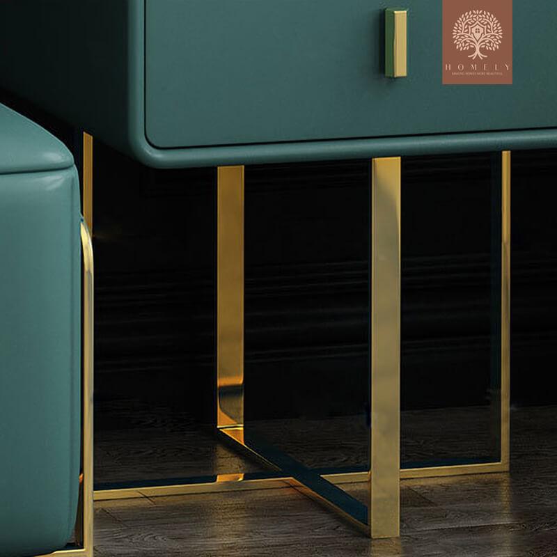 SCOT-COIFFEUSE VERT EXTENSIBLE AVEC MIROIR ET TABOURET- Homely