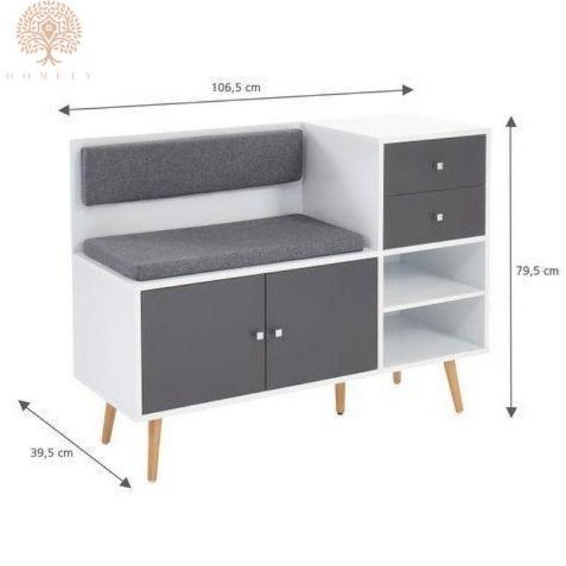 IVAR-ÉTAGÈRE À CHAUSSURES REMBOURRÉE CONTEMPORAINE AVEC ARMOIRE- Homely