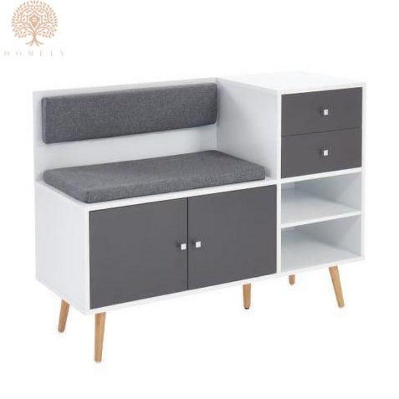 IVAR-ÉTAGÈRE À CHAUSSURES REMBOURRÉE CONTEMPORAINE AVEC ARMOIRE- Homely