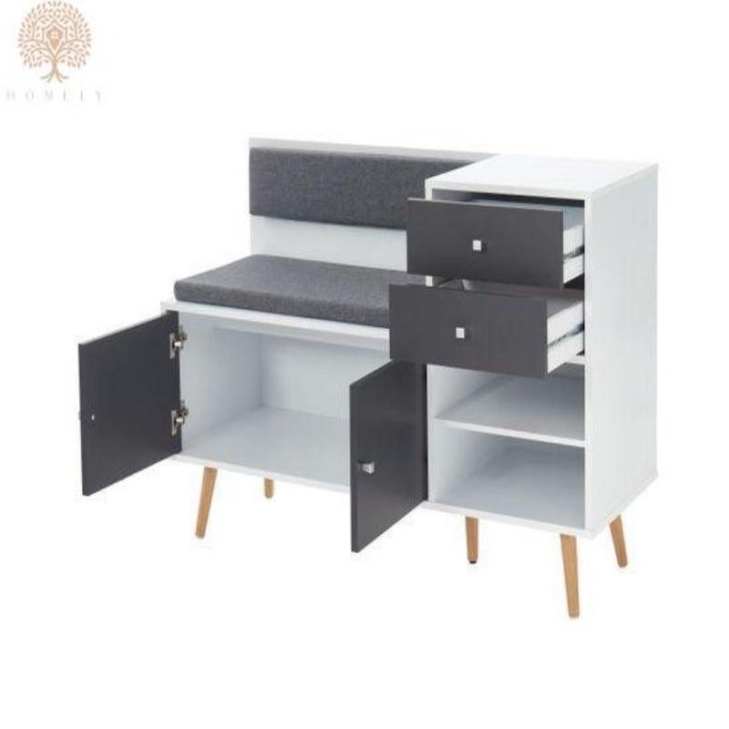 IVAR-ÉTAGÈRE À CHAUSSURES REMBOURRÉE CONTEMPORAINE AVEC ARMOIRE- Homely