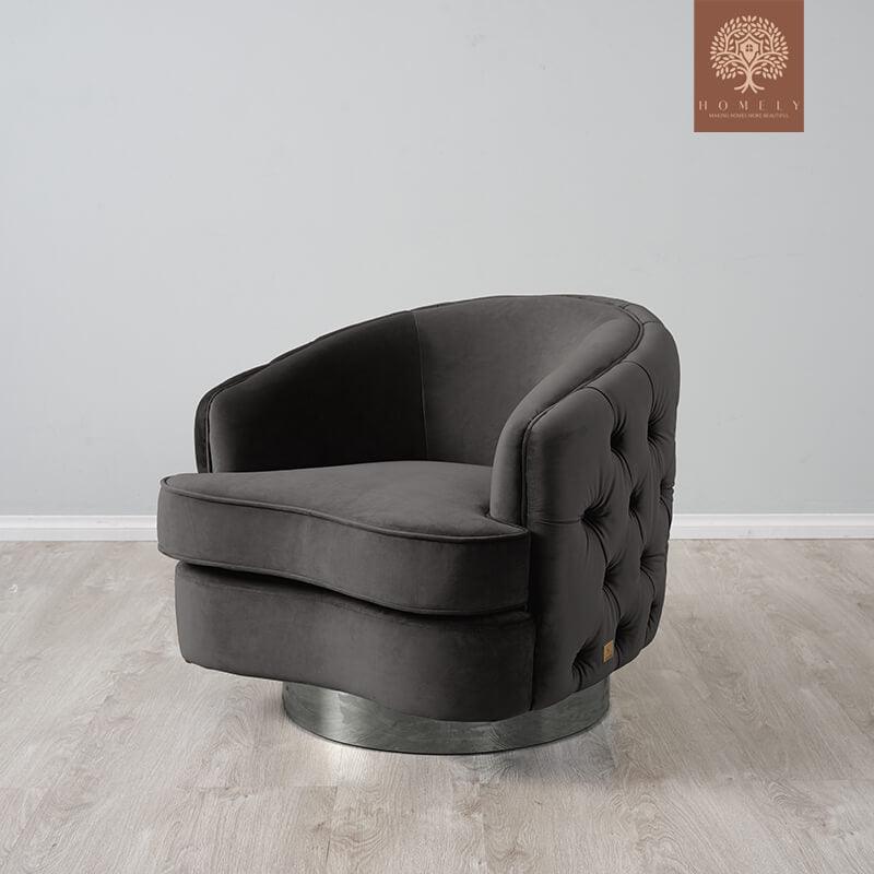 Evervista-Ensemble de salon 3 pièces Chesterfield en velours de luxe Charcoal- Homely