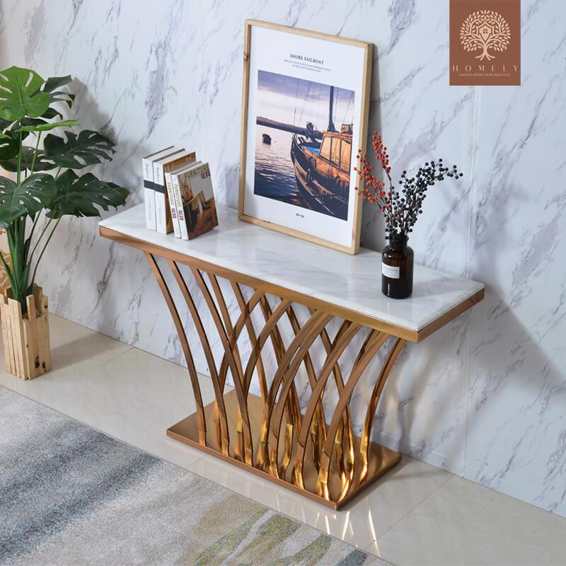 ADAL-CONSOLE MODERNE AVEC CADRE EN ACIER INOXYDABLE- Homely