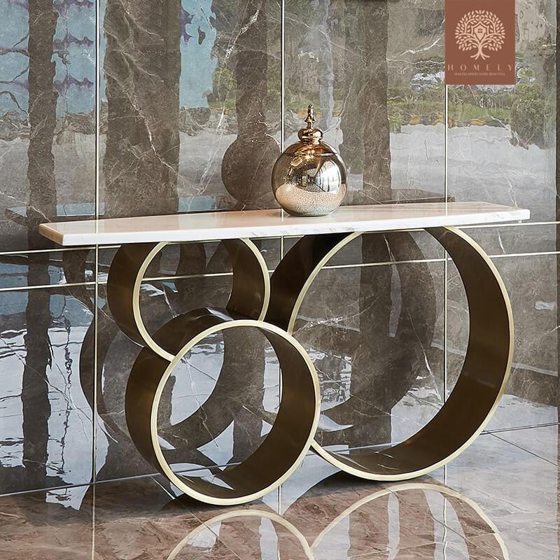 CLIFFROSE-CONSOLE MODERNE AVEC CADRE EN ACIER INOXYDABLE- Homely