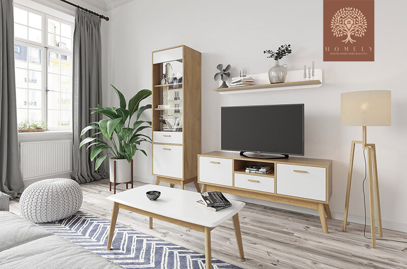 ANDERSON-ENSEMBLE DE MEUBLE TV,TABLE BASSE ET UNE VITRINE