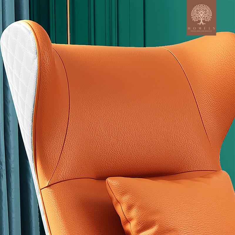 CALMA -CHAISE LONGUE À DOSSIER EN SIMILICUIR AVEC BASE DE CHEVALET DORÉ- Homely