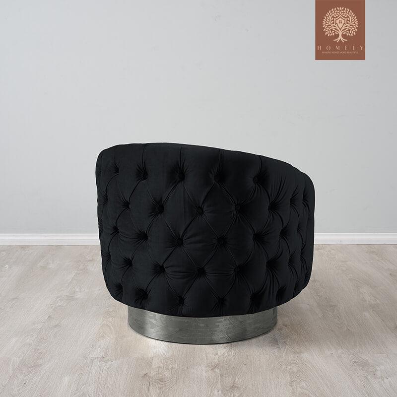 Evervista-Ensemble de salon 3 pièces Chesterfield en velours de luxe Noir- Homely