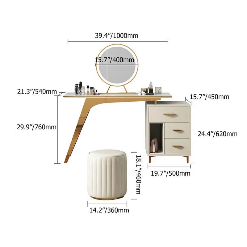 LAURIA-ENSEMBLE DE COIFFEUSE RÉTRACTABLE DE MAQUILLAGE BLEU NORDIQUE, TABOURET ET MIROIR INCLUS- Homely