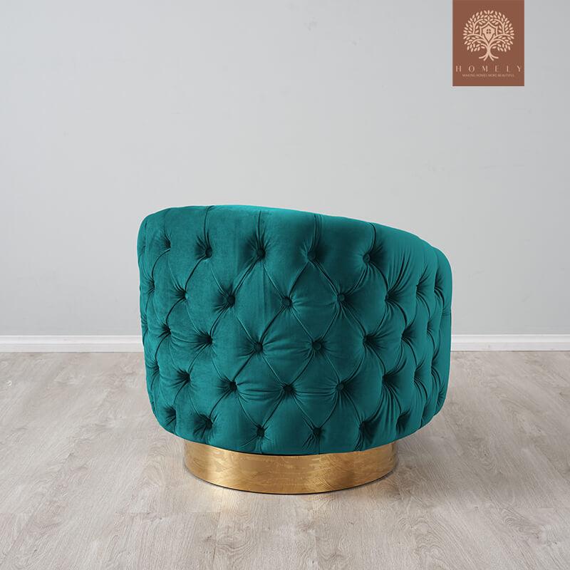 Evervista-Ensemble de salon 3 pièces Chesterfield en velours de luxe emerald- Homely