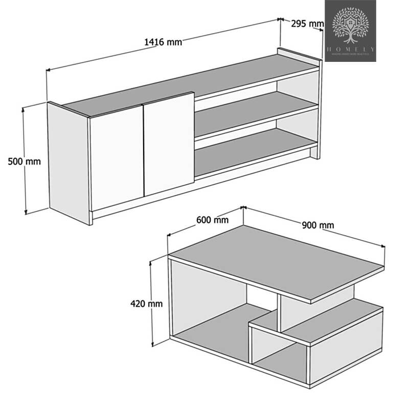 STEVO I ENSEMBLE DE MEUBLE TV ET TABLE BASSE - Homely