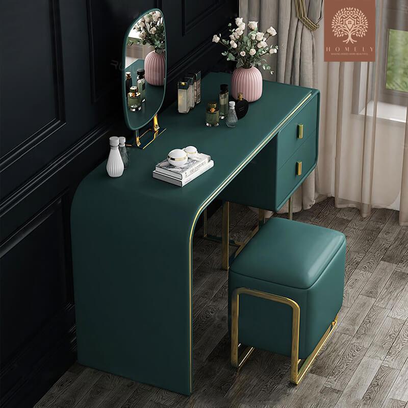 SCOT-COIFFEUSE VERT EXTENSIBLE AVEC MIROIR ET TABOURET- Homely