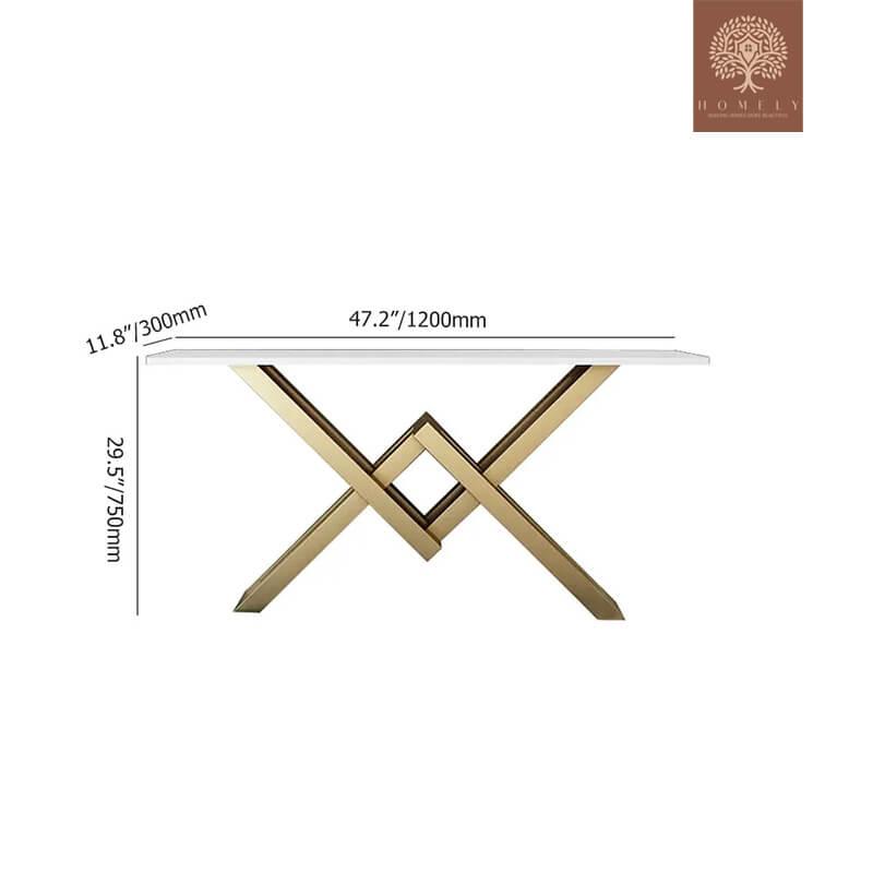 AHANA-CONSOLE BLANCHE ET DORÉE EN MÉTAL DE BASE EN GRAND FORMAT- Homely