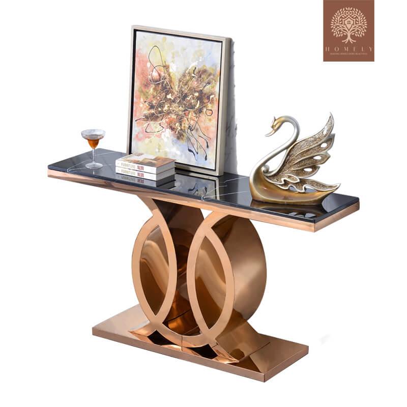 FLOVILLA -CONSOLE MODERNE AVEC CADRE EN ACIER INOXYDABLE- Homely