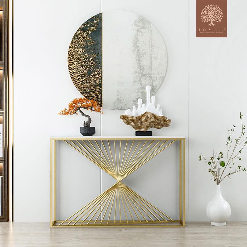 JIULIETTA-CONSOLE MODERNE AVEC CADRE EN ACIER INOXYDABLE- Homely