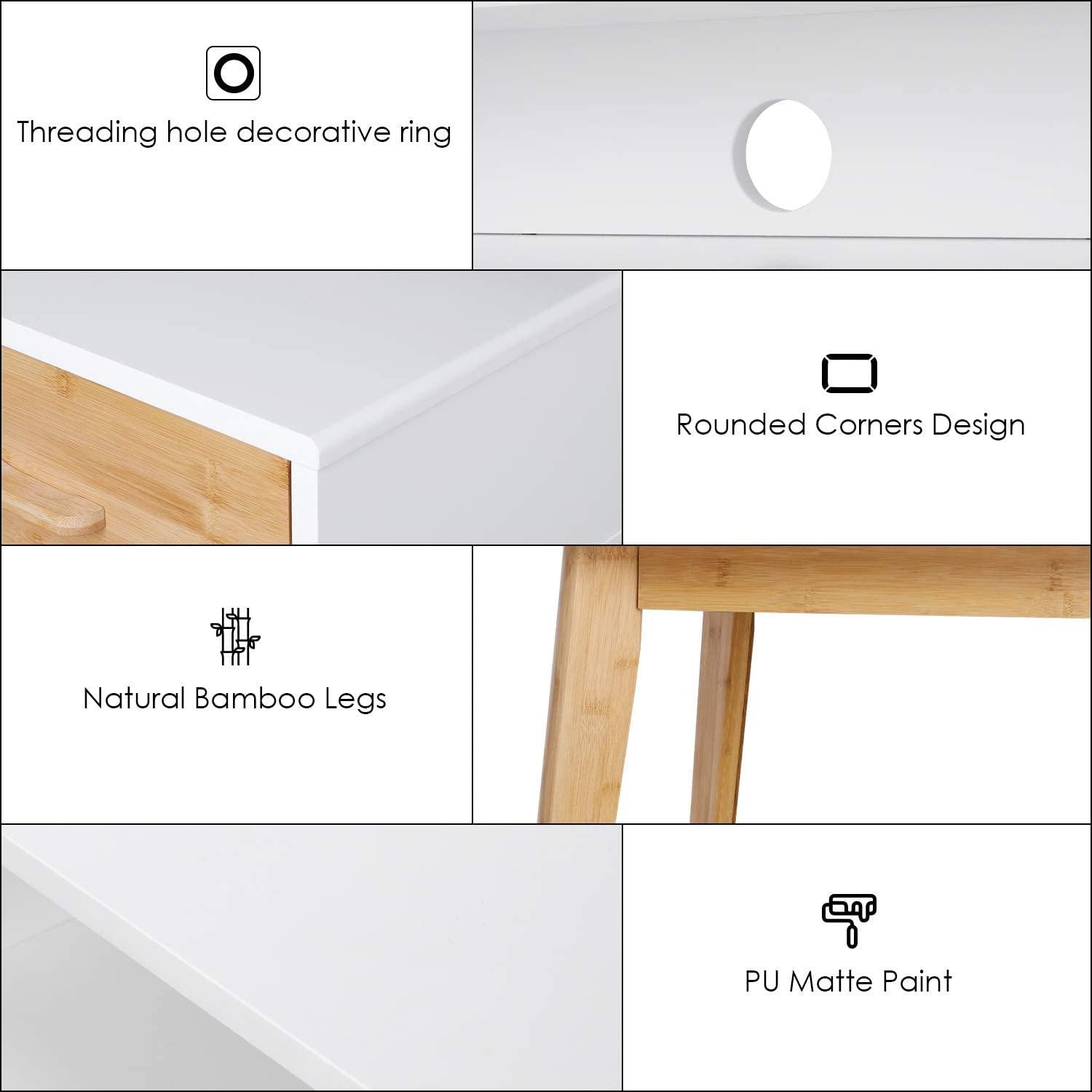 Bureau HELGA 4 Tiroirs avec étagères de Bureau et PC Table - Homely