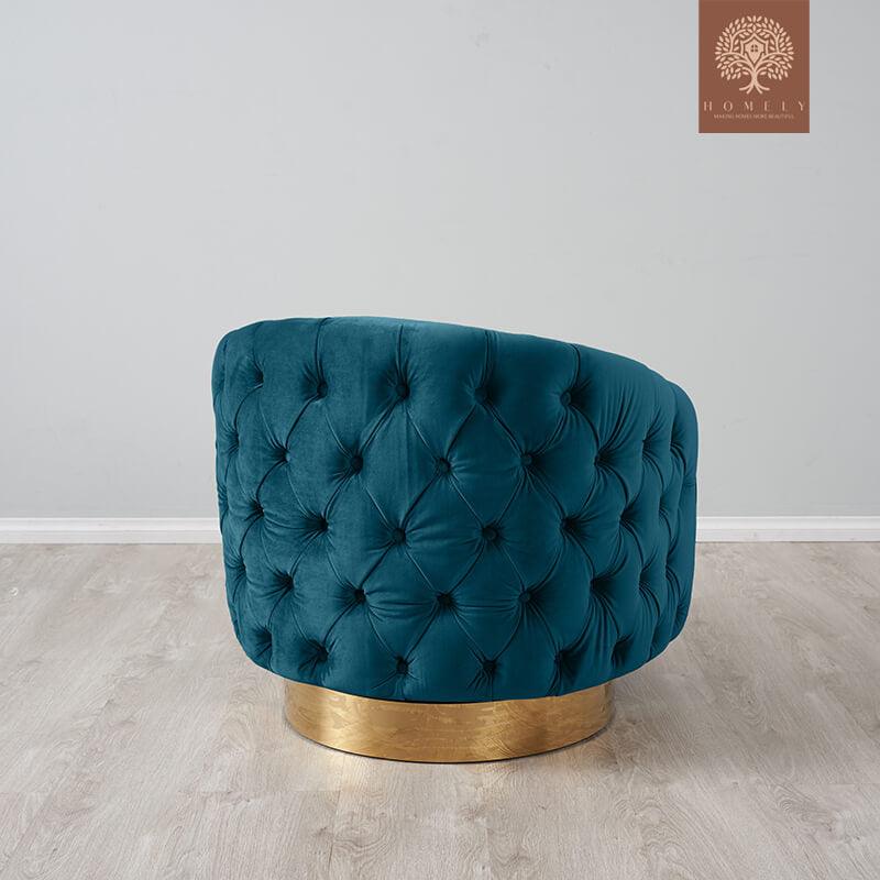 Evervista-Ensemble de salon 3 pièces Chesterfield en velours de luxe Bleu paon- Homely