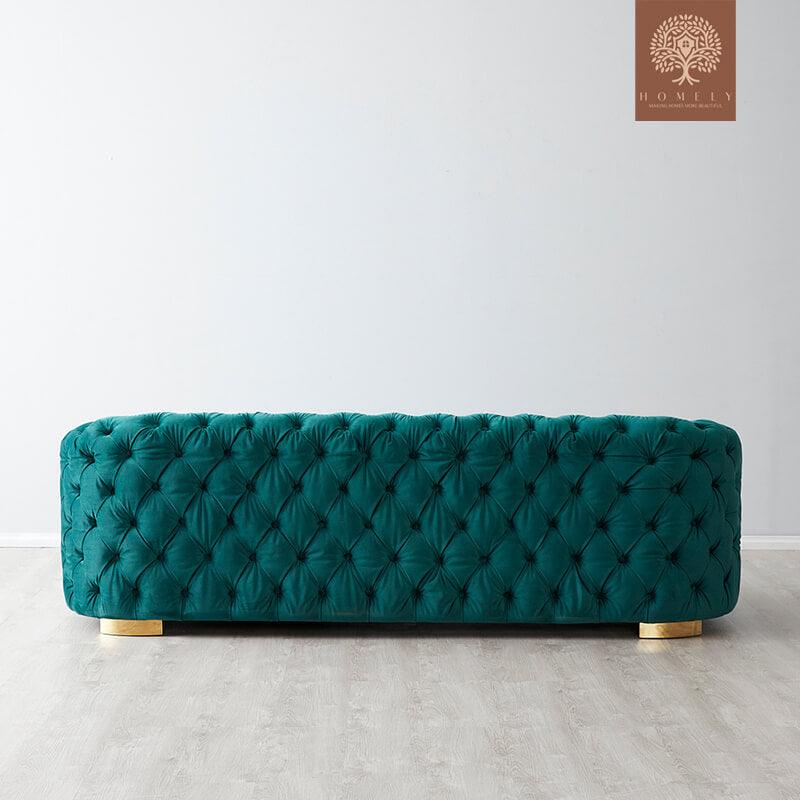 Evervista-Ensemble de salon 3 pièces Chesterfield en velours de luxe emerald- Homely