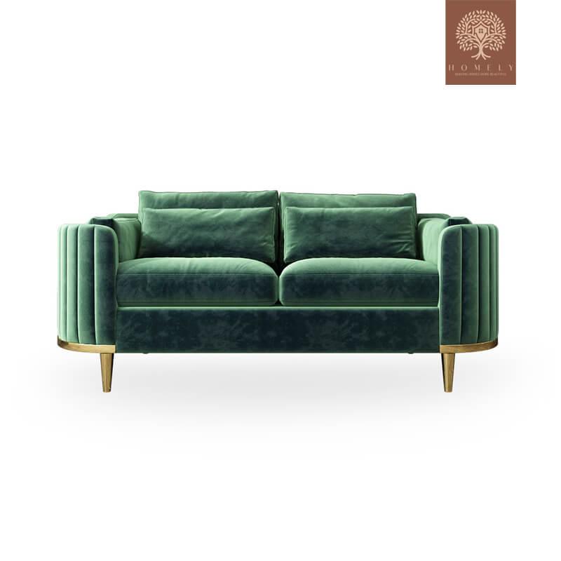 RAMERIZ ENSEMBLES DE SALON MODERNES CHAISE REMBOURRÉE EN VELOURS VERT, CAUSEUSE ET CANAPÉ 3 PIÈCES - Homely