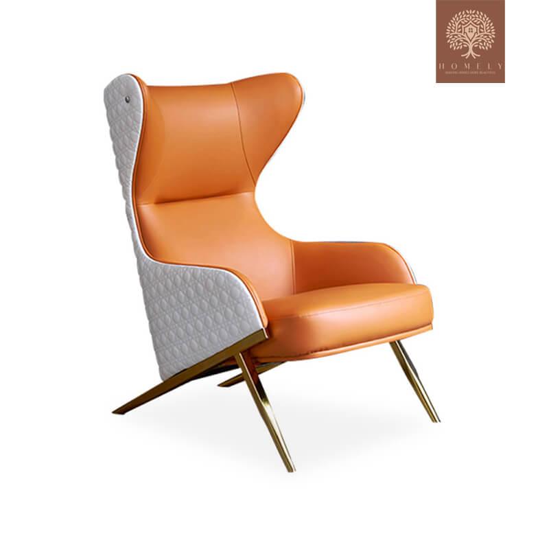 CALMA -CHAISE LONGUE À DOSSIER EN SIMILICUIR AVEC BASE DE CHEVALET DORÉ- Homely