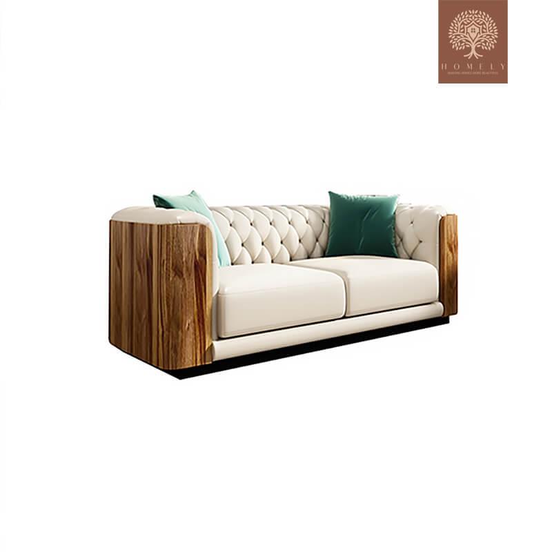 BENITEZ-ENSEMBLE DE 3 CANAPÉS TUFTÉS EN SIMILICUIR BEIGE MODERNE- Homely