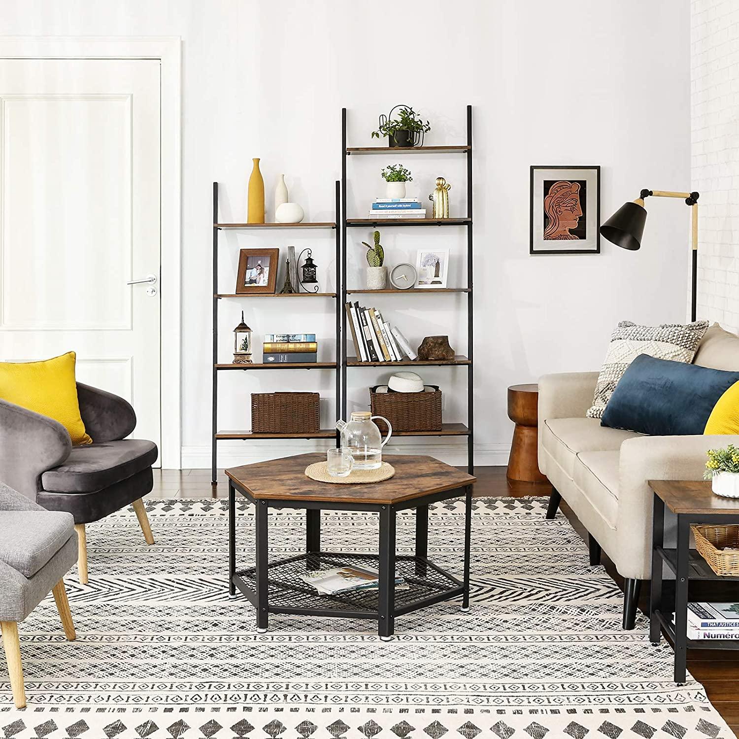 ETAGÈRE ÉCHELLE 5 NIVEAUX DESIGN INDUSTRIEL - Homely