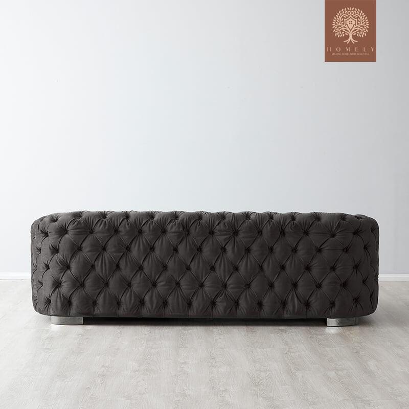 Evervista-Ensemble de salon 3 pièces Chesterfield en velours de luxe Charcoal- Homely