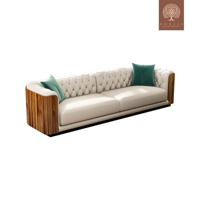 BENITEZ-ENSEMBLE DE 3 CANAPÉS TUFTÉS EN SIMILICUIR BEIGE MODERNE- Homely