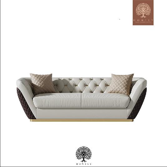 MENDEZ ENSEMBLE DE 4 CANAPÉS MODERNES EN SIMILICUIR MARRON ET BLANC - Homely