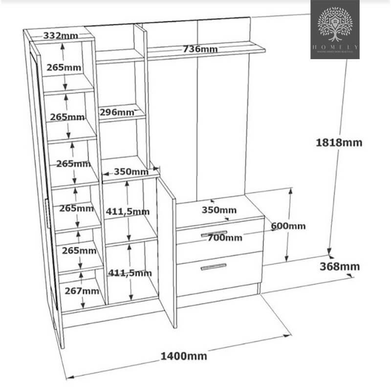 DAHLIN -MEUBLE DE RANGEMENT À CHAUSSURES- Homely