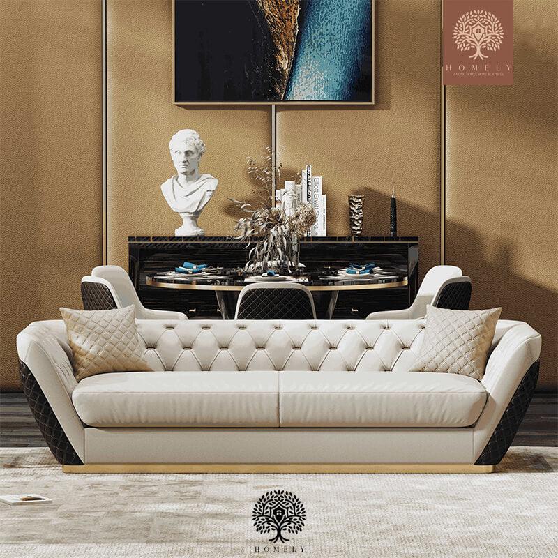 MENDEZ ENSEMBLE DE 4 CANAPÉS MODERNES EN SIMILICUIR MARRON ET BLANC - Homely