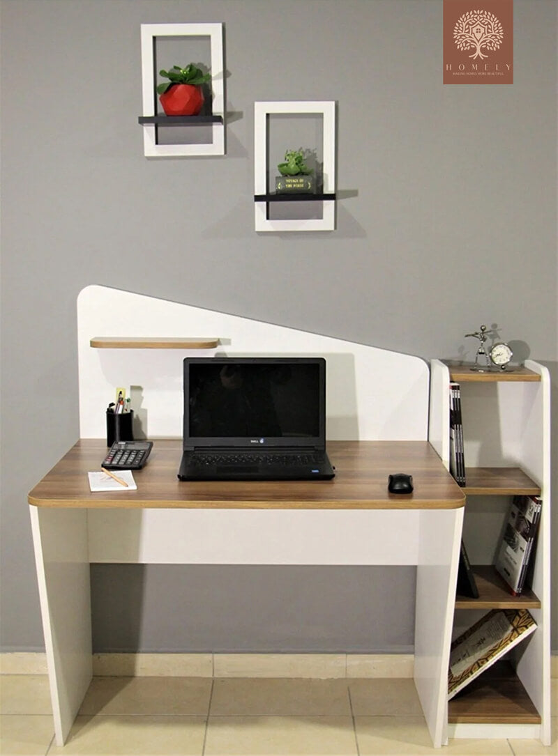 TESLA | BUREAU AVEC ÉTAGÈRE | GRAND PLATEAU