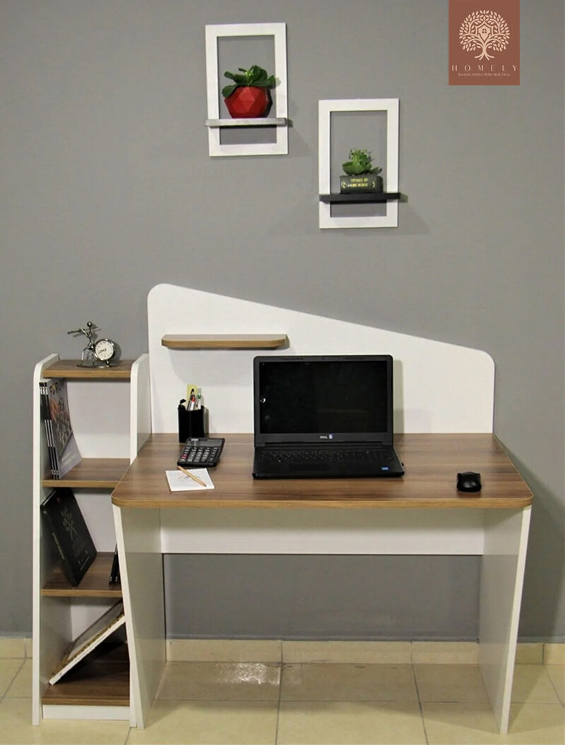 TESLA | BUREAU AVEC ÉTAGÈRE | GRAND PLATEAU