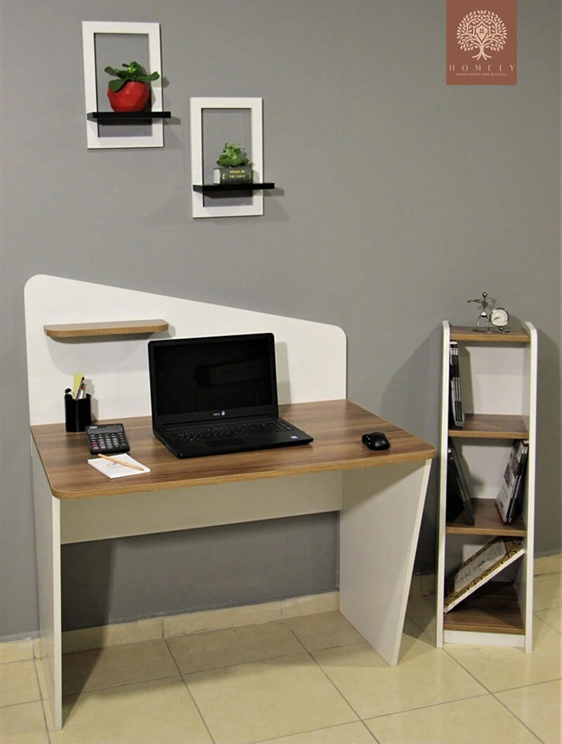 TESLA | BUREAU AVEC ÉTAGÈRE | GRAND PLATEAU