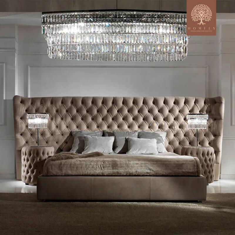 ALESSIO-GRAND LIT CAPITONNÉ DE LUXE AVEC DESIGN ITALIEN - Homely