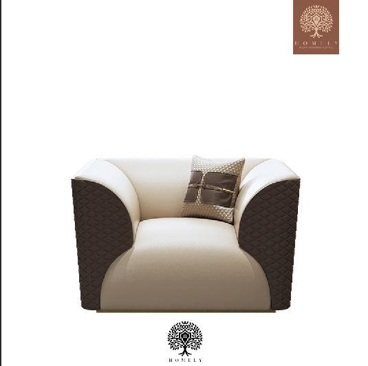 Bentley-Ensemble de salon rembourré en cuir microfibre marron et beige - Homely