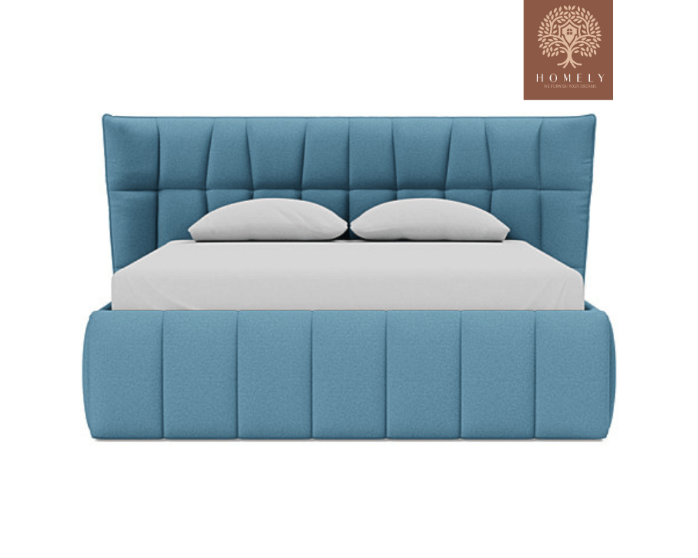 DIAMAND | LIT DOUBLE EN TISSU ANTI-TACHES CAPITONNÉ AVEC SOMMIER COFFRE