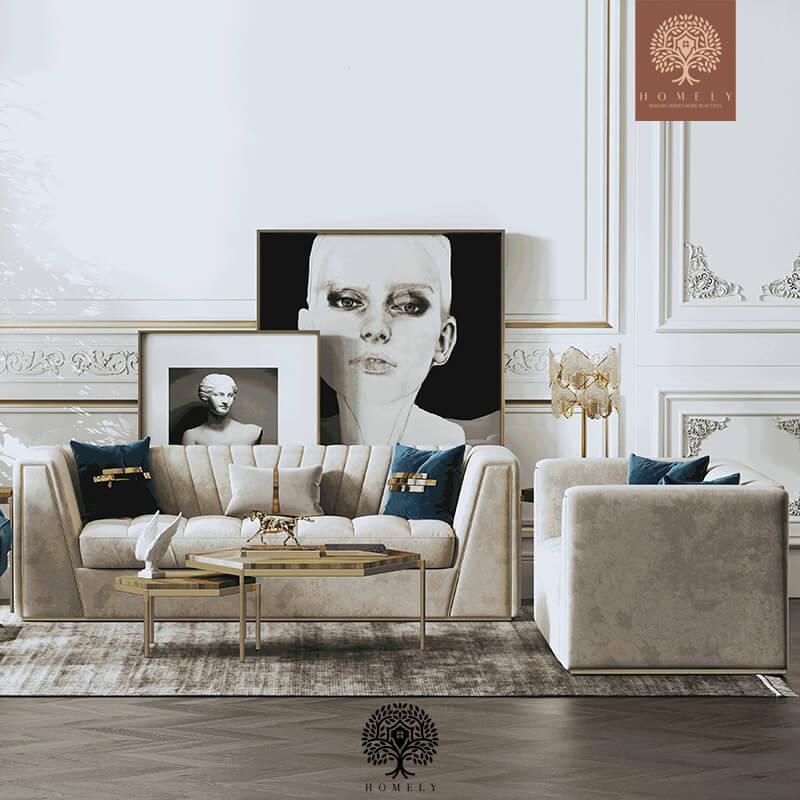 MAXEN ENSEMBLE DE SALON DE LUXE 4 PIÈCES EN VELOURS - Homely