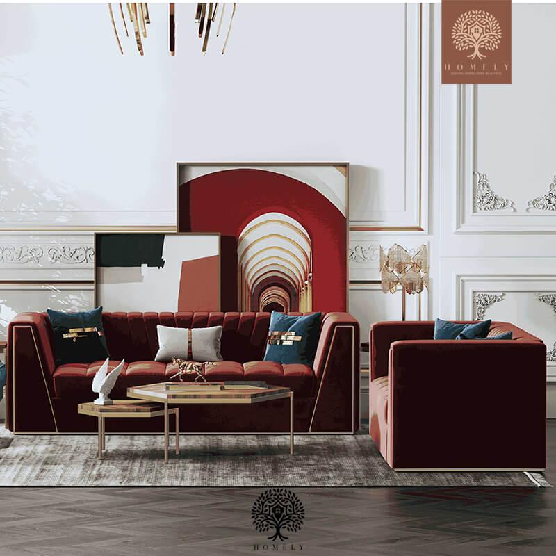 MAXEN ENSEMBLE DE SALON DE LUXE 4 PIÈCES EN VELOURS - Homely