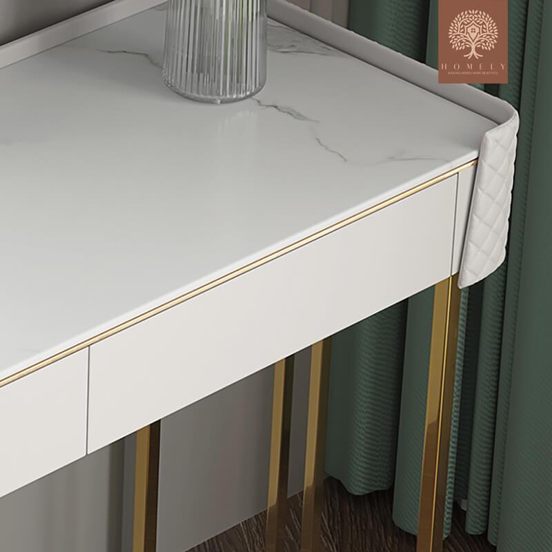 KEPNER-ENSEMBLE DE COIFFEUSE EXTENSIBLE POUR COIFFEUSE BLANCHE ET MIROIR INCLUS- Homely