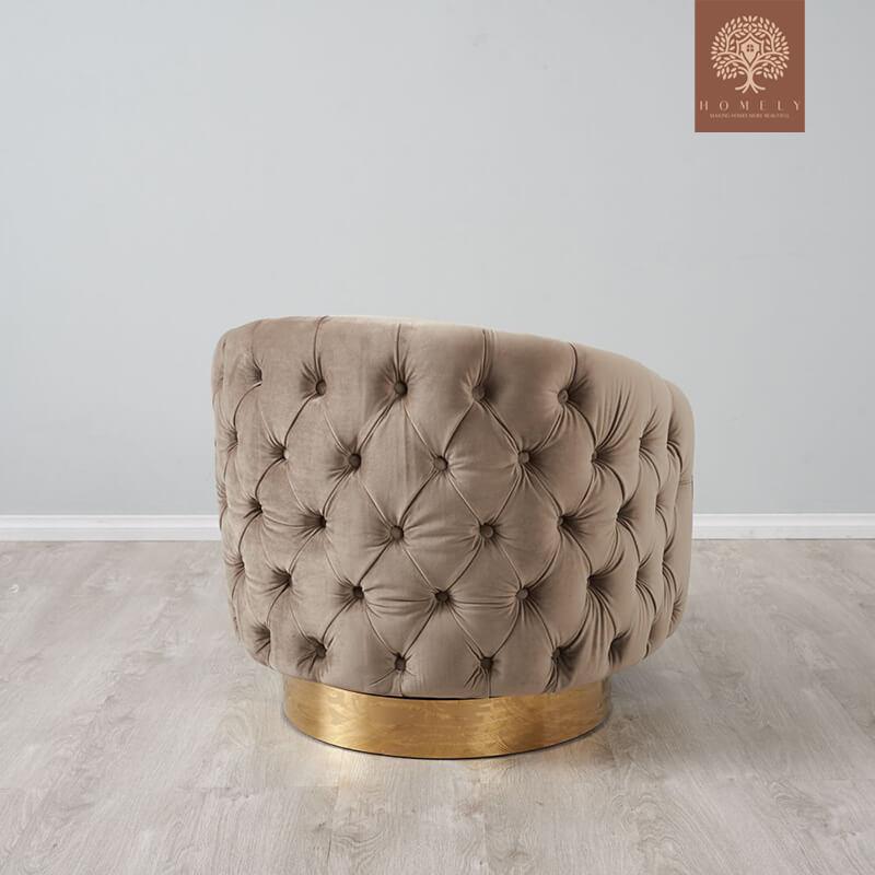 EVERVISTA-ENSEMBLE DE SALON 3 PIÈCES CHESTERFIELD EN VELOURS DE LUXE BEIGE- Homely