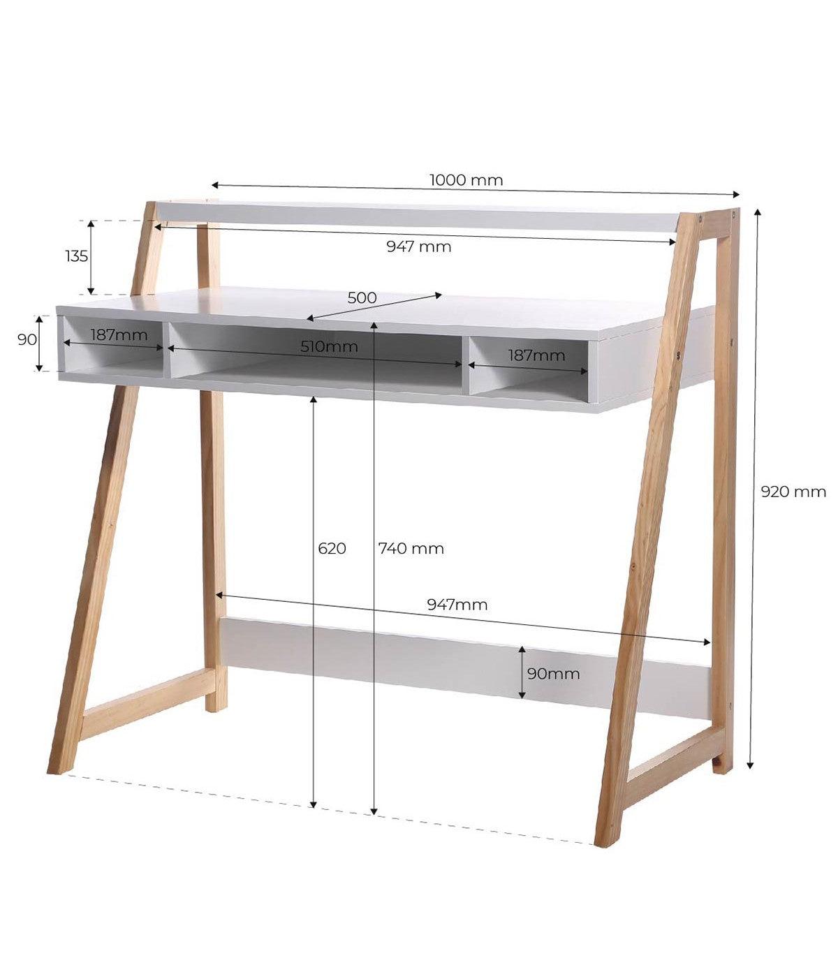 Bureau avec espace de rangement-HELGA - Homely