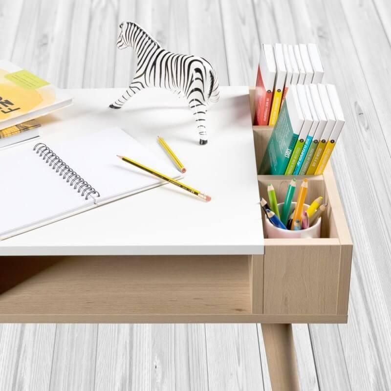 Bureau enfant scandinave Helga avec nombreux rangements - Homely