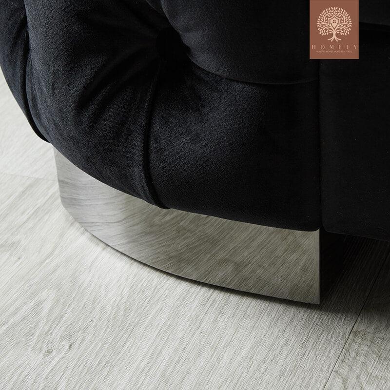 Evervista-Ensemble de salon 3 pièces Chesterfield en velours de luxe Noir- Homely