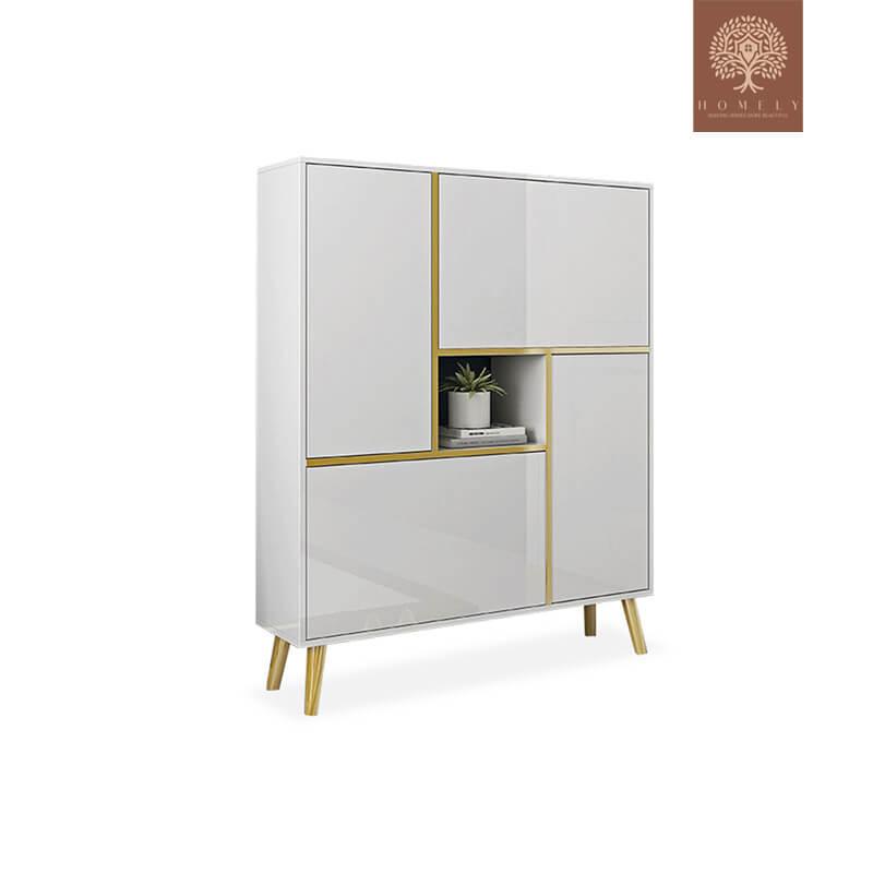 MADISON -ARMOIRE DE RANGEMENT À CHAUSSURES MODERNE,17 PAIRES,2 PORTES ET 2 TIROIRS ET ÉTAGÈRE EN LAND GOLD- Homely