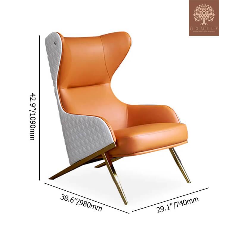 CALMA -CHAISE LONGUE À DOSSIER EN SIMILICUIR AVEC BASE DE CHEVALET DORÉ- Homely