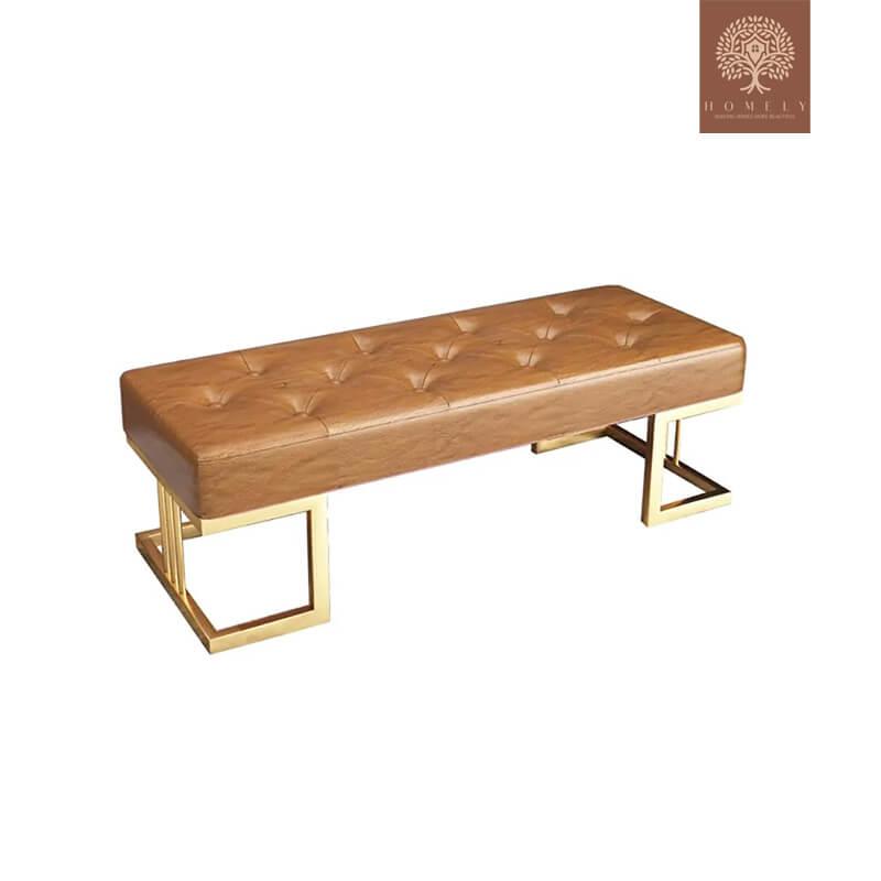 CORTE-BANC CAPITONNÉ BANC REMBOURRÉ ENTRYWAY BANC MODERNE EN CUIR PU AVEC PIEDS DORÉS- Homely